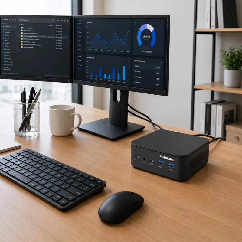 PCBuilder CUBE Intel Core 3-100U 12GB DDR5 512GB Windows 11 Pro Mini PC