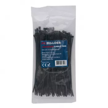 PCBuilder LOCKDOWN 150 mm opaski kablowe (100 szt.) - czarne
