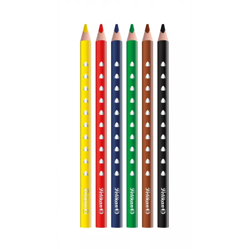 Pelikan 700610 Zestaw kredek kolorowych, 6 sztuk (czarny, brązowy, zielony, czerwony, fioletowy, żółty)