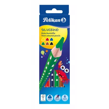 Pelikan 700610 Zestaw kredek kolorowych, 6 sztuk (czarny, brązowy, zielony, czerwony, fioletowy, żółty)