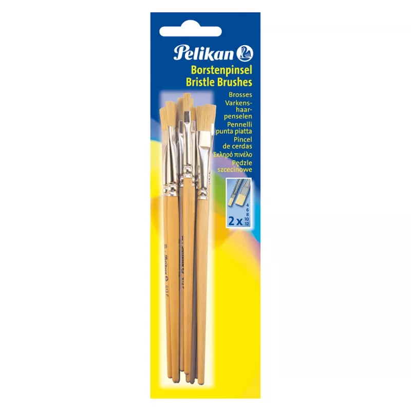 Pelikan 720409 Pędzel płaski rozmiar 9, srebrny, 10 sztuk