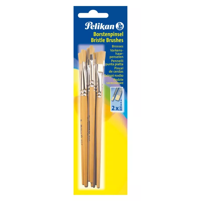 Pelikan 720409 Pędzel płaski rozmiar 9, srebrny, 10 sztuk