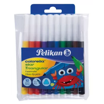 Pelikan 985663 Zestaw cienkopisów, 10 różnych kolorów, zmywalny tusz, wentylowane skuwki bezpieczeństwa, cienka końcówka 1,0 mm