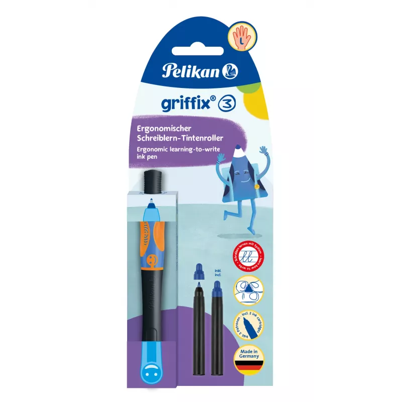 Pelikan griffix Neon Black pióro kulkowe dla leworęcznych - różowy 821018