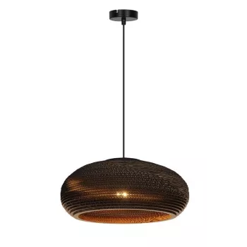 Lampa wisząca papierowa E27 brązowo/czarna
