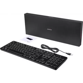 Perixx PERIBOARD-317 R DE B Przewodowa Klawiatura USB, Niemiecki Układ QWERTZ, Białe Podświetlenie LED, Czarna 12011