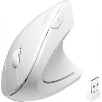 Perixx PERIMICE-713 Bezprzewodowa Ergonomiczna Mysz Pionowa, Biała, 6 Przycisków, Regulowane 1000/1500/2000 DPI, 2,4 GHz, Praworęczna 11937