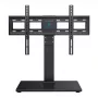 PERLESMITH PSTVS13 Wolnostojący Stojak Telewizyjny z Uchwytem do Telewizorów 37-75 cali, Czarny, Udźwig 45 kg, VESA 100x100 do 600x400, Regulacja Wysokości, Obrót ±35°, Podstawa ze Szkła Hartowanego