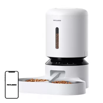 PETLIBRO Granary Dozownik Karmy z Podwójną Misą, WiFi, 5L, Biały