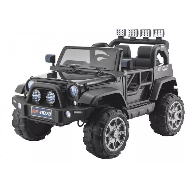 PETMEX Jeep HP012 na baterię dla dzieci z diodami LED i odtwarzaczem MP3, czarny