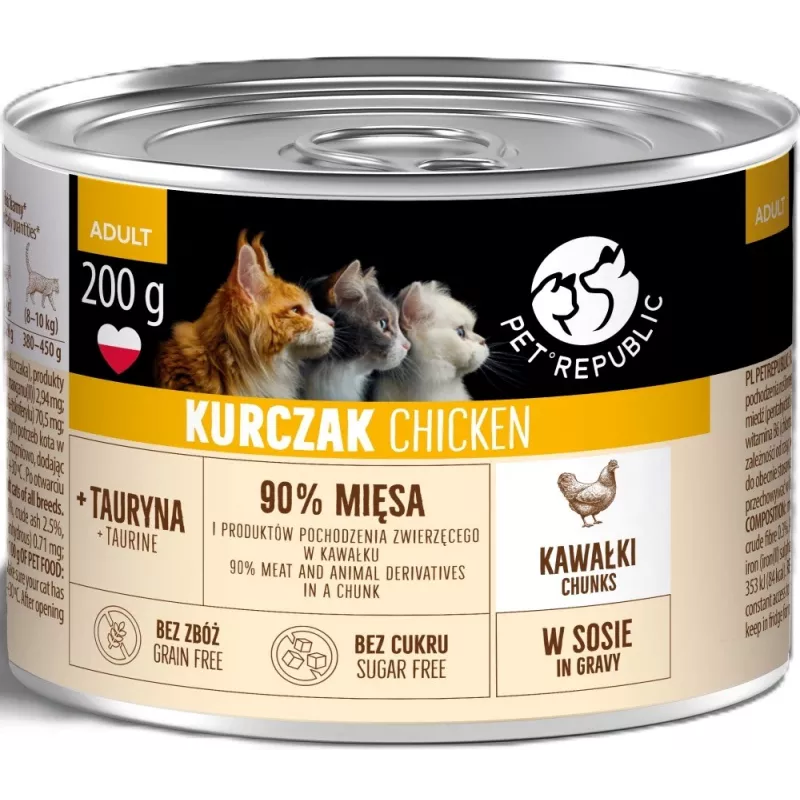 PETREPUBLIC Adult Kawałki kurczaka w sosie Mokra karma dla kota – 10 x 200g