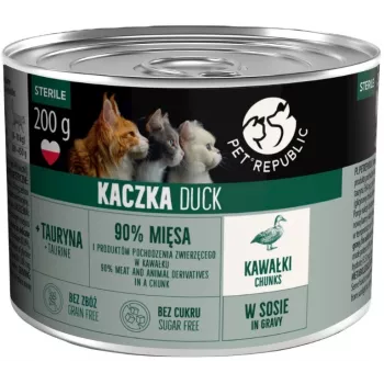 PETREPUBLIC Adult Sterile Chunks with Duck in Sauce – Mokra karma dla kotów – 10x200g
