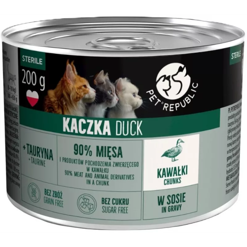 PETREPUBLIC Adult Sterile Chunks with Duck in Sauce – Mokra karma dla kotów – 10x200g
