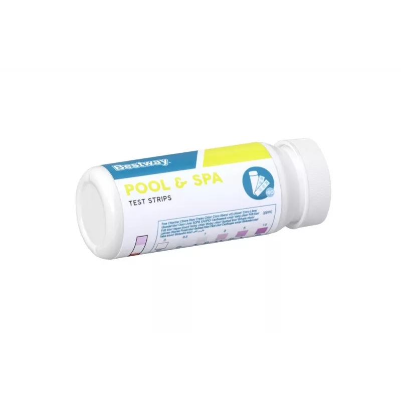 PH Pool Tester Bestway 58142 - 50 pasków testowych do wody do pomiaru wolnego chloru, pH i całkowitej zasadowości