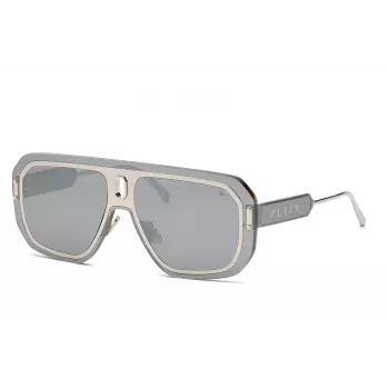 PHILIPP PLEIN MAN SPP050-99579X Okulary przeciwsłoneczne Czarna oprawka acetatowa Szare szkła 57mm