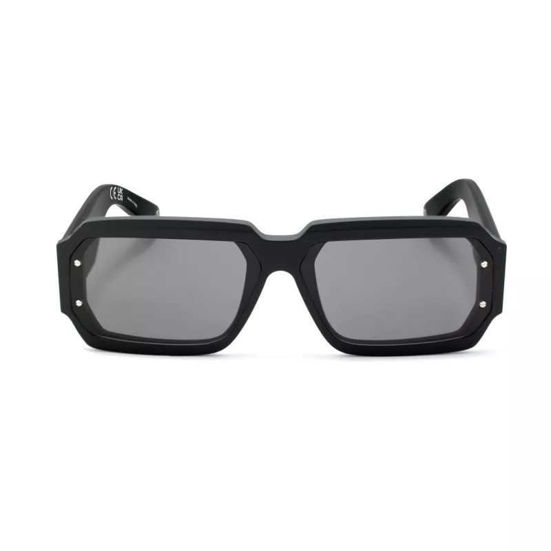 PHILIPP PLEIN MAN SPP150-670703 Okulary przeciwsłoneczne prostokątne czarna oprawka szare szkło 67/11/145 mm