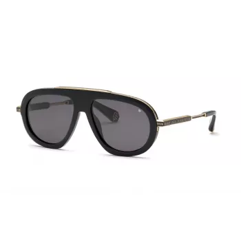 PHILIPP PLEIN MAN SPP151M570700 Okulary przeciwsłoneczne Czarna oprawka acetatowa Szare szkła 57mm