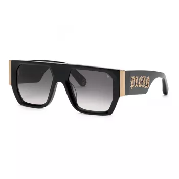 PHILIPP PLEIN MAN Okulary przeciwsłoneczne SPP094M540700 Czarna oprawka acetatowa Szare soczewki poliwęglanowe 54/18/145 mm
