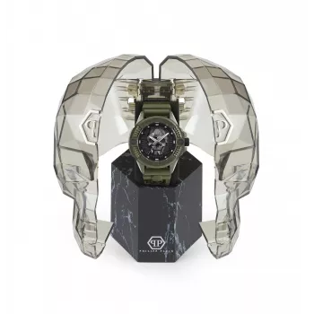 Philipp Plein Męski Zegarek Automatyczny Skeleton PWUBA0423 44mm Czarny Silikon