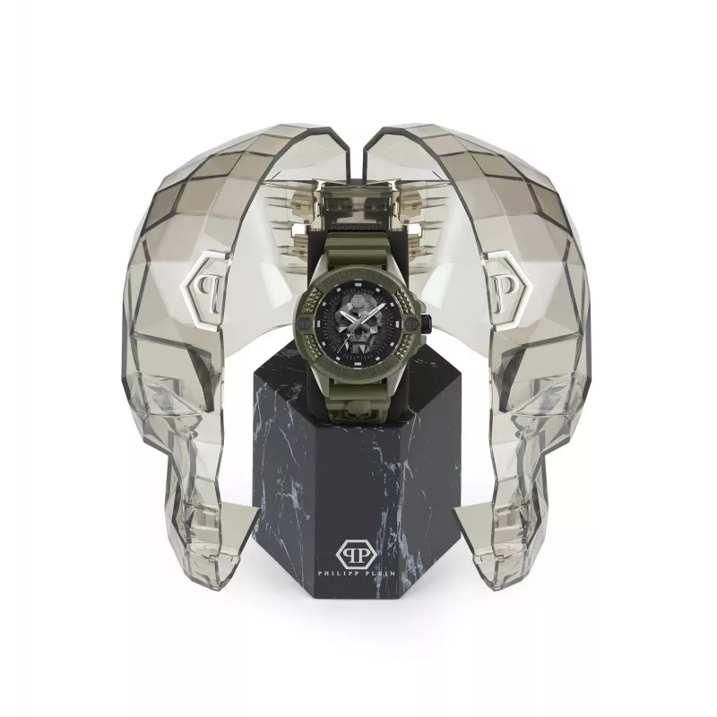 Philipp Plein Męski Zegarek Automatyczny Skeleton PWUBA0423 44mm Czarny Silikon
