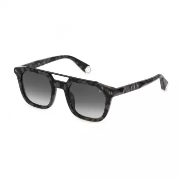 Okulary przeciwsłoneczne męskie Philipp Plein SPP001M510721 - czarna oprawka acetatowa, szare szkła 51mm