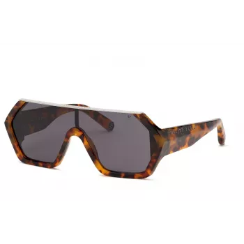 Okulary przeciwsłoneczne Philipp Plein męskie SPP047990728 - czarna oprawka acetatowa, szare soczewki poliwęglanowe, ochrona UV400