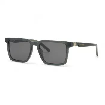 Okulary przeciwsłoneczne Philipp Plein Sport męskie SSP034-566S8M czarno-szare prostokątne z lustrzanymi szkłami