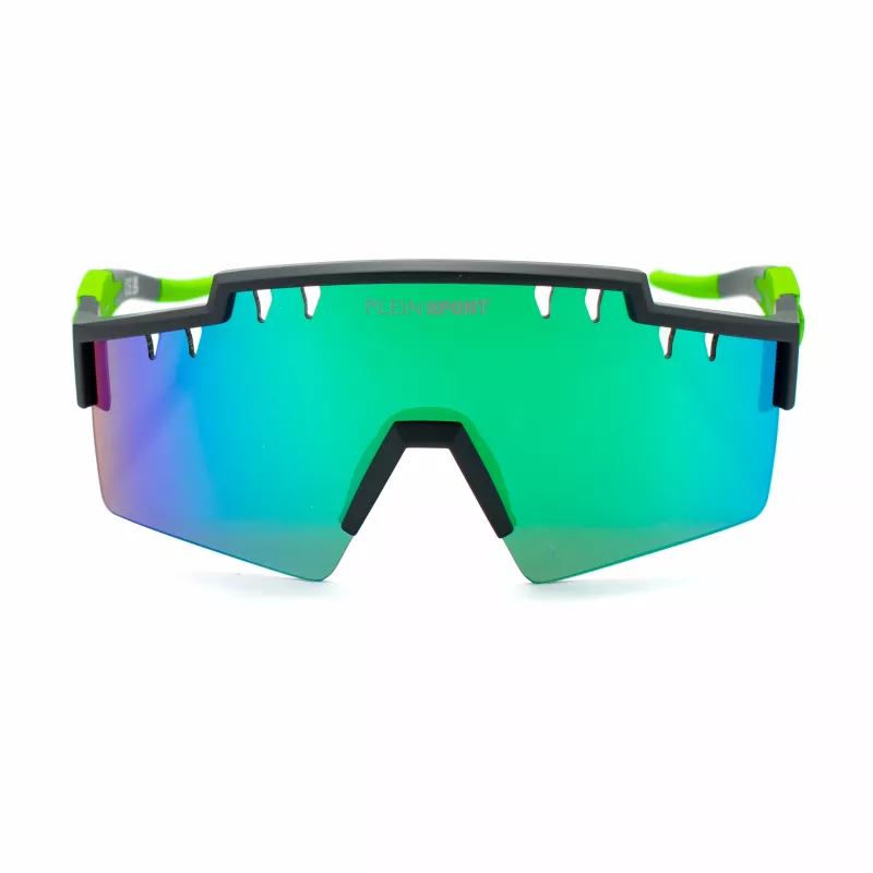 PHILIPP PLEIN SPORT SSP001-99U28V Okulary przeciwsłoneczne męskie - czarna oprawka, szare szkła, styl tarczy
