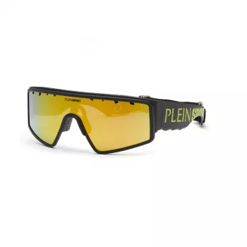 PHILIPP PLEIN SPORT SSP007-99U28G Męskie okulary sportowe, prostokątne, owijające, pełna oprawka, ochrona UV400, soczewka 99 mm, zausznik 130 mm
