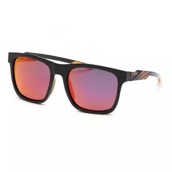 Philipp Plein Sport SSP010-56Z42P Męskie okulary przeciwsłoneczne prostokątne - czarna oprawka, szare soczewki polaryzacyjne 56/19/135 mm
