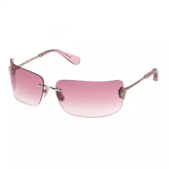 Philipp Plein SPP027V950A39 Damskie okulary przeciwsłoneczne w kształcie kwadratu - czarna oprawka acetatowa, szare soczewki 95mm