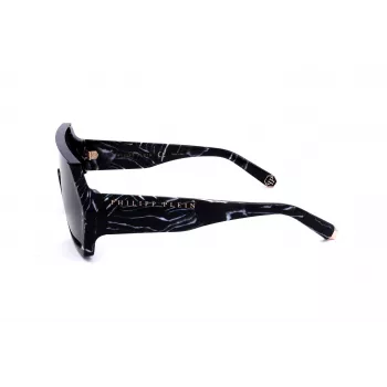 Okulary przeciwsłoneczne Philipp Plein SPP047-0Z21 dla mężczyzn, czarna oprawka, szare szkła, 99 mm