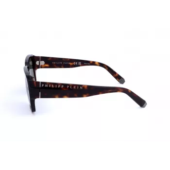 PHILIPP PLEIN SPP081-550722 Okulary przeciwsłoneczne męskie Czarna oprawka acetatowa Szare szkła 55/17/145 mm