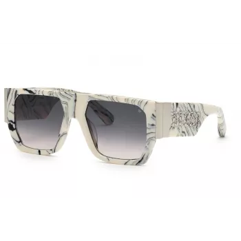 Okulary przeciwsłoneczne męskie PHILIPP PLEIN SPP094M5409YL - Oprawka acetatowa, szare soczewki, 54/18/145 mm