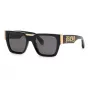 PHILIPP PLEIN SPP095M520700 Męskie okulary przeciwsłoneczne kwadratowe, czarna oprawka acetatowa, szare soczewki UV400 52/21/145 mm