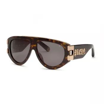 Okulary przeciwsłoneczne męskie Philipp Plein SPP127V600722, oprawka błyszcząca czarna, soczewki smoke, 60/13/145 mm