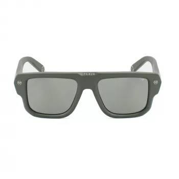 Okulary przeciwsłoneczne Philipp Plein SPP179-550Z29 dla mężczyzn, czarna oprawka acetatowa, szare soczewki poliwęglanowe 55/18/145 mm