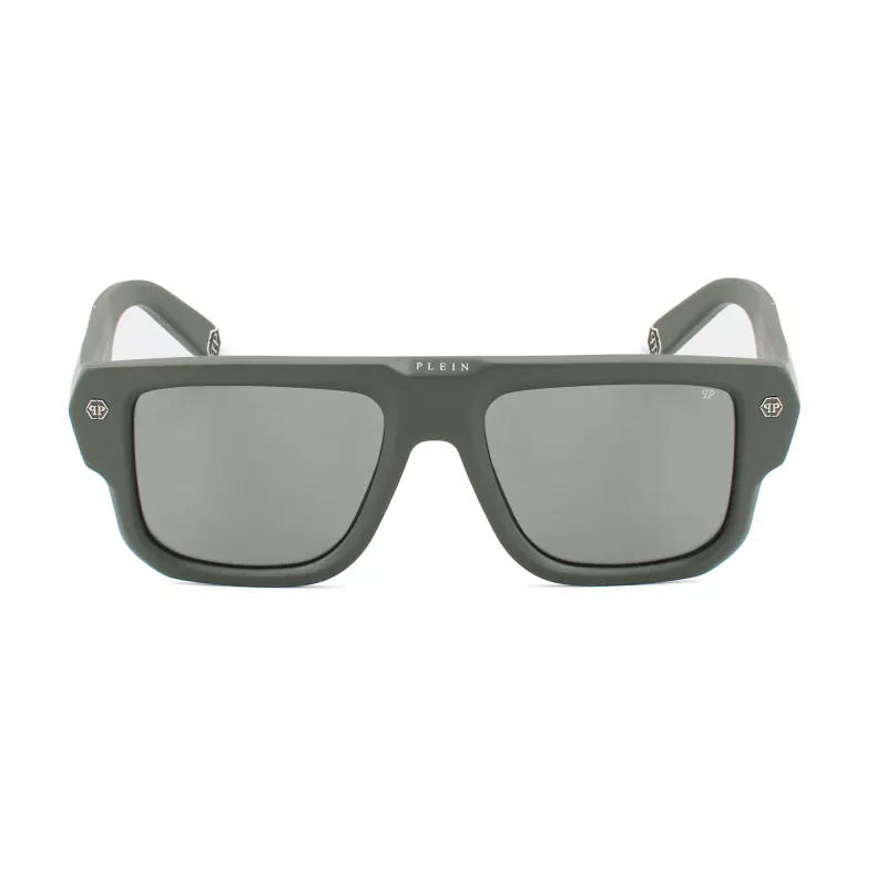 Okulary przeciwsłoneczne Philipp Plein SPP179-550Z29 dla mężczyzn, czarna oprawka acetatowa, szare soczewki poliwęglanowe 55/18/145 mm