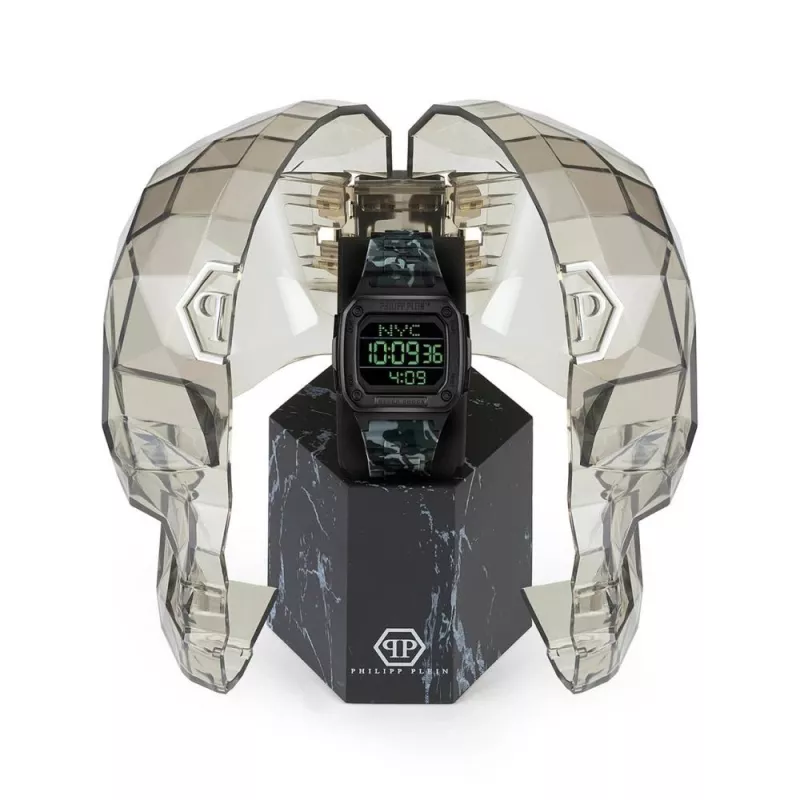Zegarek męski Philipp Plein The $kull na kwarc 44mm Stal nierdzewna Czarny Silikon PWHAA1822
