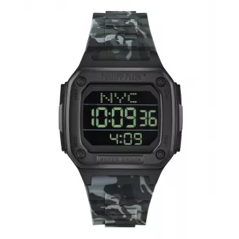 Zegarek męski Philipp Plein The $kull na kwarc 44mm Stal nierdzewna Czarny Silikon PWHAA1822