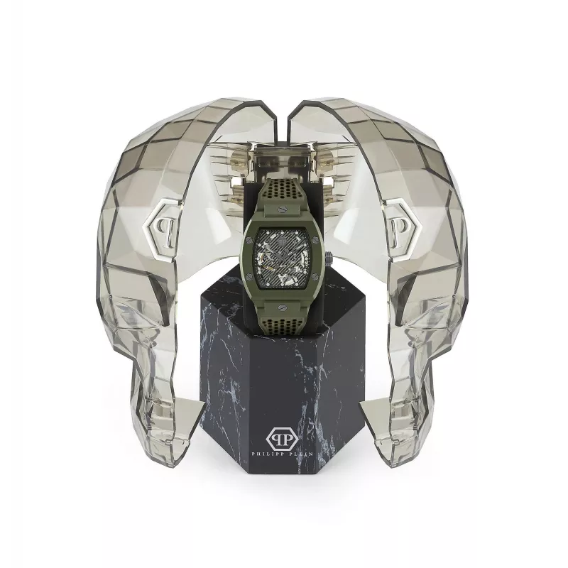 Zegarek męski Philipp Plein The $kull PWVBA0223 44mm Stal szlachetna Kwarcowy Czarna tarcza Pasek silikonowy