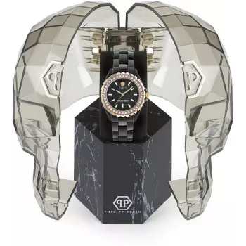 Zegarek damski Philipp Plein The Skull na kwarc 38mm Stal nierdzewna Czarny Silikon PWPPA0324