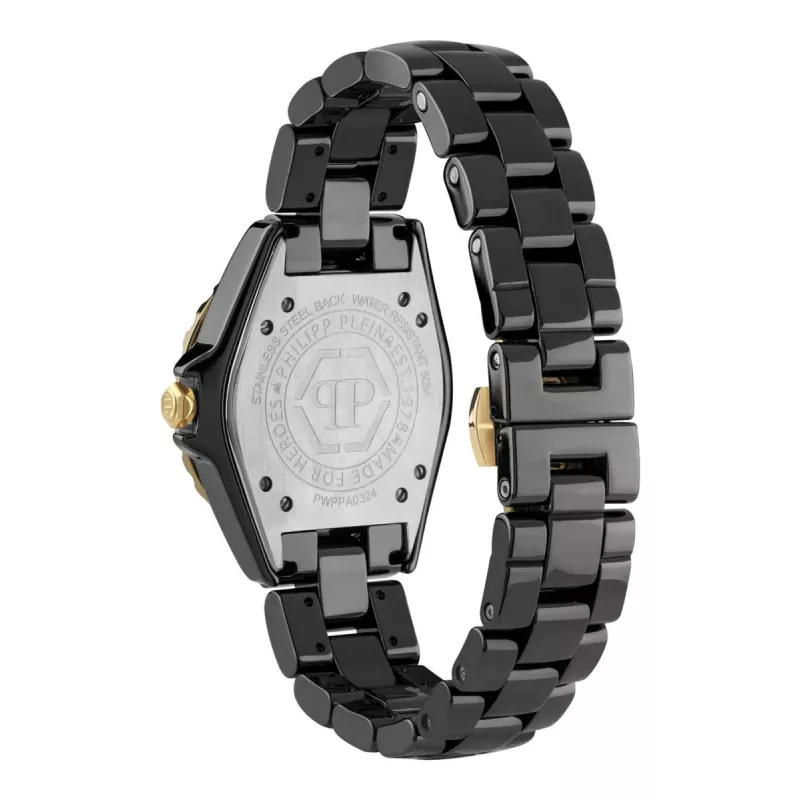 Zegarek damski Philipp Plein The Skull na kwarc 38mm Stal nierdzewna Czarny Silikon PWPPA0324