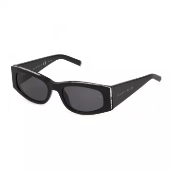 Okulary przeciwsłoneczne Philipp Plein damskie kocie oko SPP025S550700 - błyszczący czarny acetat, soczewki dymne, UV400
