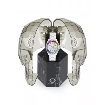 Zegarek Philipp Plein PWPPA0124 The Skeleton Quartz dla kobiet 38mm Koperta ze stali szlachetnej w kolorze różowego złota PVD Czarny pasek silikonowy