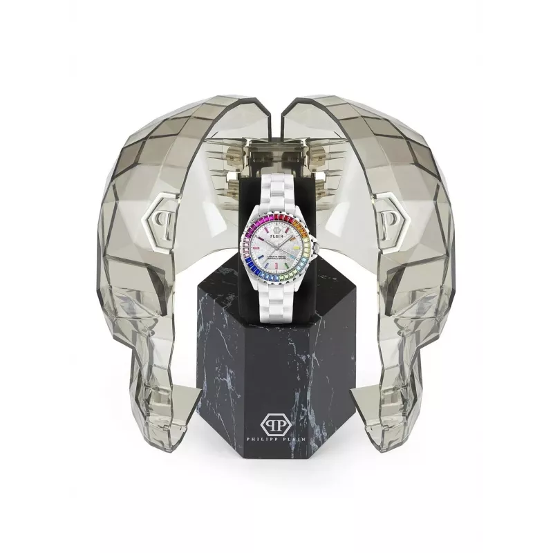 Zegarek Philipp Plein PWPPA0124 The Skeleton Quartz dla kobiet 38mm Koperta ze stali szlachetnej w kolorze różowego złota PVD Czarny pasek silikonowy