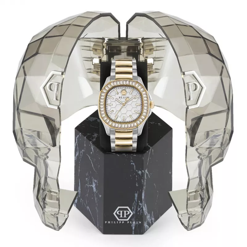 Zegarek automatyczny Philipp Plein PWTAA0523 z szkieletowym cyferblatem 38mm, stal szlachetna w kolorze różowego złota i czarny silikon