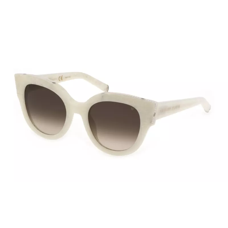 Okulary przeciwsłoneczne Philipp Plein damskie SPP026S5309YL Złoto/Żółta oprawka acetatowa Brązowe soczewki gradientowe 53mm