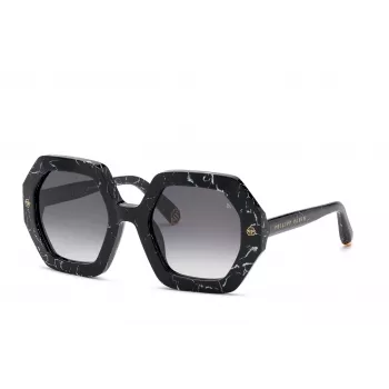 Okulary przeciwsłoneczne damskie PHILIPP PLEIN SPP039M530869 - czarna oprawka, szare szkła, 53 mm