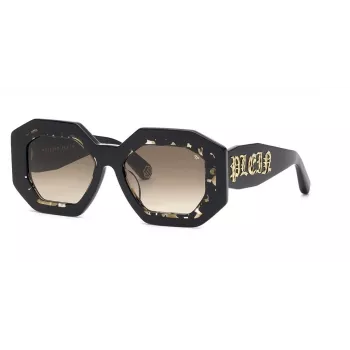 Okulary przeciwsłoneczne Philipp Plein damskie SPP098M530700 - czarna oprawka acetatowa, szare soczewki, 53 mm